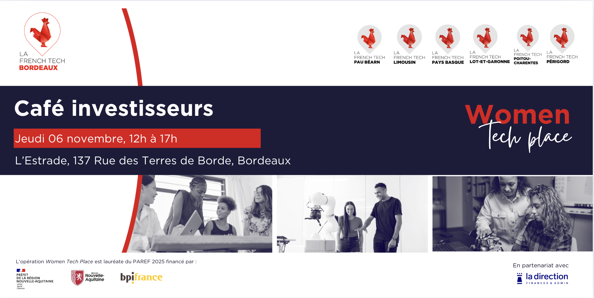 WOMEN CAFÉ INVESTISSEUR : Déjeuner & Session Pitch – French Tech Bordeaux x La Direction